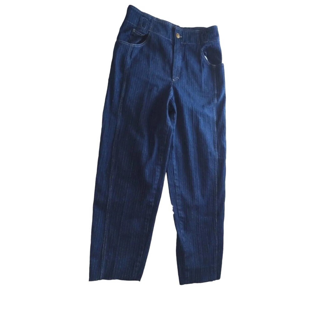 VTG Chause Women Pin Stripped Jeans‎ high rise relaxed tapered denim Sz 12 W 29